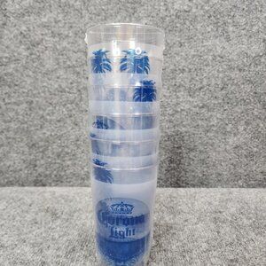NEW Set of 6 Corona Light 16 FL OZ? Plastic‎ Cups Clear Blue Bar Mancave Beer